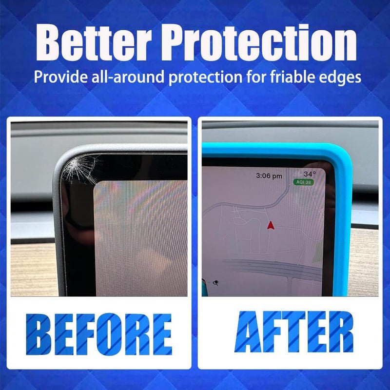 Yeapop 2Pcs Silicone Protector Frames of Screen and Rear View Mirror for Tesla Model 3 2024 Highland and Model Y 2025 Juniper. (Blue) - Image 4